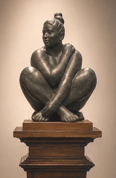 Seated Female Nude Figure, 2000, large, bronze, 70.8 lbs., numbered 1/7 by Armando Amaya (Mexican, b.1935)
