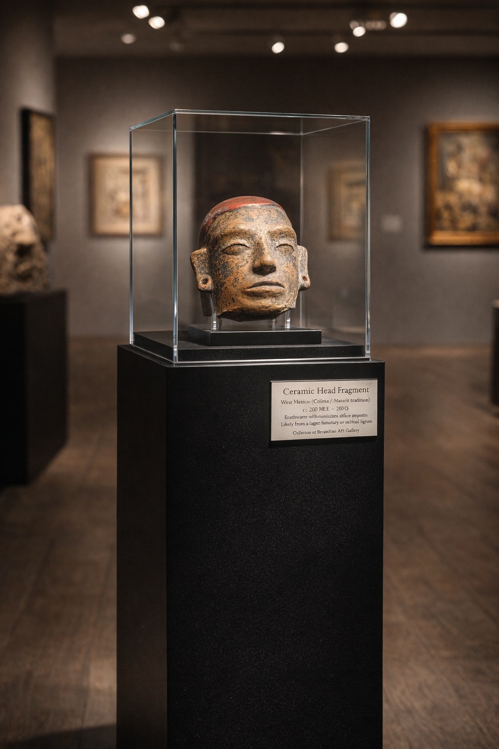 Pre-Columbian Style Ceramic Head Fragment by Mayan (unknown)