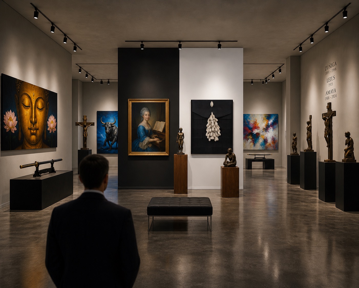 Atlanta-area fine art gallery concept showing diverse original works